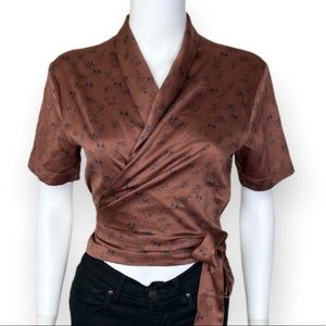Oak + Fort Floral Print Wrap Blouse - NWT sz Medium